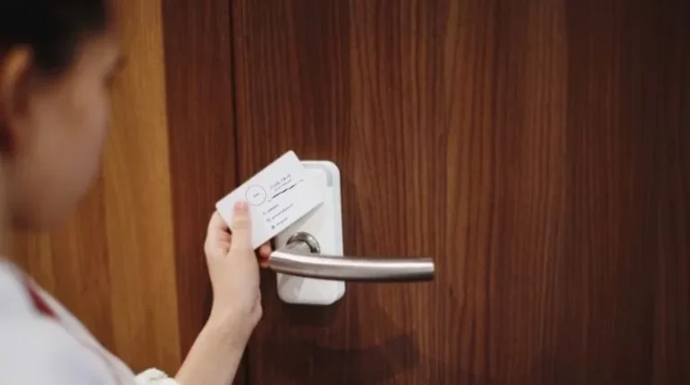Leaving business cards on doors