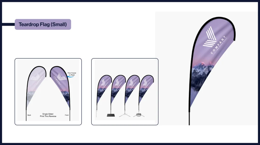 Teardrop flag size