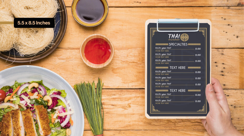 5.5 x 8.5 menu size