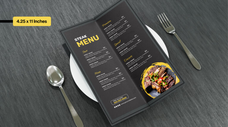 4.5 x 11 menu size