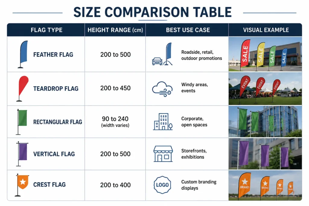 standard advertising flag size