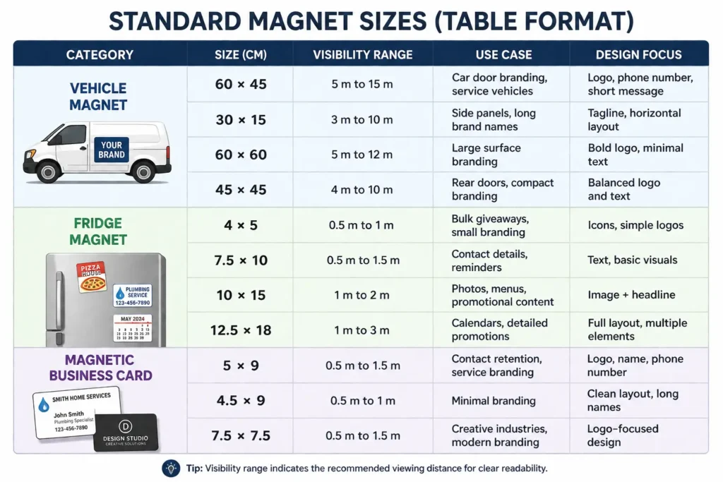 standard magnet size